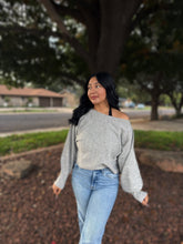 Load image into Gallery viewer, Grey off shoulder sweater
