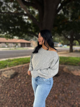 Load image into Gallery viewer, Grey off shoulder sweater
